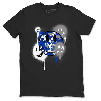 AJ12 Blueberry shirts to match jordans Smile Painting sneaker match tees Air Jordan 12 Blueberry SNRT Sneaker Tees streetwear brand Black 2 unisex cotton tee