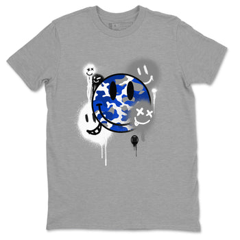 AJ12 Blueberry shirts to match jordans Smile Painting sneaker match tees Air Jordan 12 Blueberry SNRT Sneaker Tees streetwear brand Heather Grey 2 unisex cotton tee