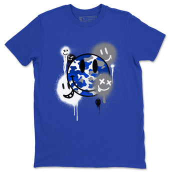 AJ12 Blueberry shirts to match jordans Smile Painting sneaker match tees Air Jordan 12 Blueberry SNRT Sneaker Tees streetwear brand Royal Blue 2 unisex cotton tee