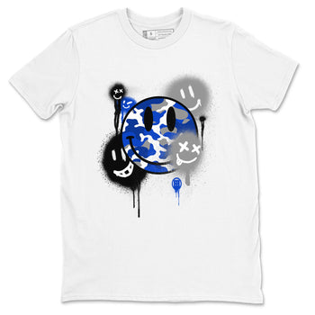 AJ12 Blueberry shirts to match jordans Smile Painting sneaker match tees Air Jordan 12 Blueberry SNRT Sneaker Tees streetwear brand White 2 unisex cotton tee
