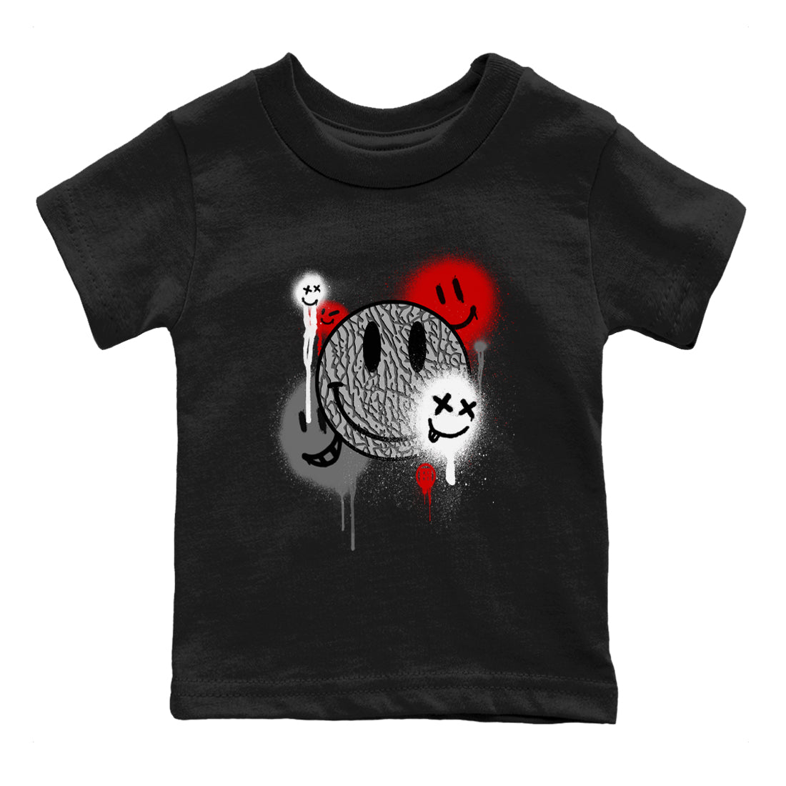 3s Black Cement shirts to match jordans Smile Painting sneaker match tees Air Jordan 3 Black Cement match shoes to clothes SNRT Sneaker Tees Youth Baby Black 2 tee