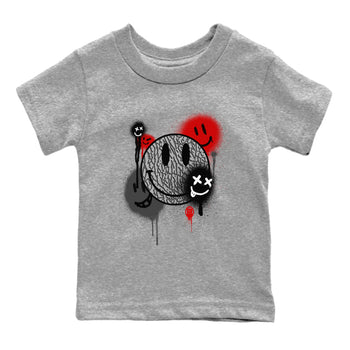 3s Black Cement shirts to match jordans Smile Painting sneaker match tees Air Jordan 3 Black Cement match shoes to clothes SNRT Sneaker Tees Youth Baby Heather Grey 2 tee