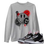 3s Black Cement shirts to match jordans Smile Painting sneaker match tees Air Jordan 3 Black Cement match shoes to clothes SNRT Sneaker Tees unisex cotton Heather Grey 1 shirts