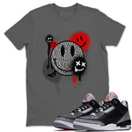 3s Black Cement shirts to match jordans Smile Painting sneaker match tees Air Jordan 3 Black Cement match shoes to clothes SNRT Sneaker Tees unisex cotton Cool Grey 1 shirts