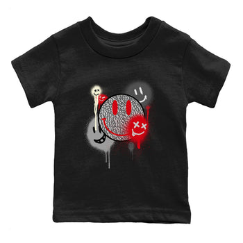 3s Cement Grey shirts to match jordans Smile Painting sneaker match tees Air Jordan 3 Cement Grey SNRT Sneaker Tees streetwear brand Baby and Youth Black 2 cotton tee