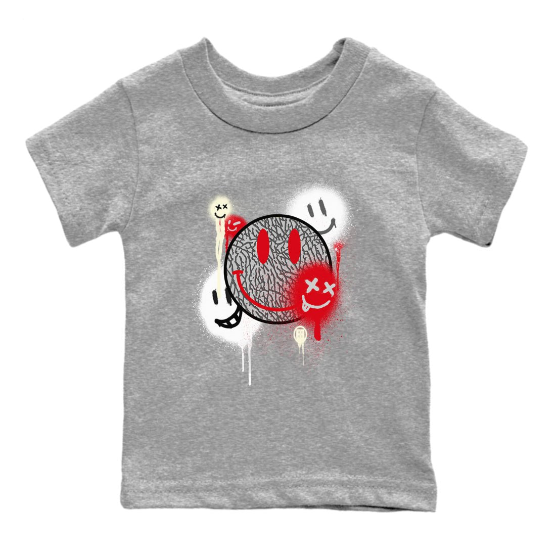 3s Cement Grey shirts to match jordans Smile Painting sneaker match tees Air Jordan 3 Cement Grey SNRT Sneaker Tees streetwear brand Baby and Youth Heather Grey 2 cotton tee