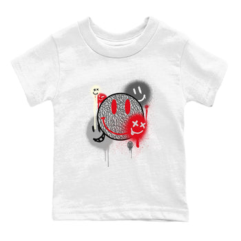 3s Cement Grey shirts to match jordans Smile Painting sneaker match tees Air Jordan 3 Cement Grey SNRT Sneaker Tees streetwear brand Baby and Youth White 2 cotton tee