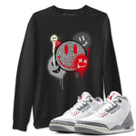 3s Cement Grey shirts to match jordans Smile Painting sneaker match tees Air Jordan 3 Cement Grey SNRT Sneaker Tees streetwear brand Black 1 unisex cotton tee