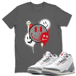 3s Cement Grey shirts to match jordans Smile Painting sneaker match tees Air Jordan 3 Cement Grey SNRT Sneaker Tees streetwear brand Cool Grey 1 unisex cotton tee