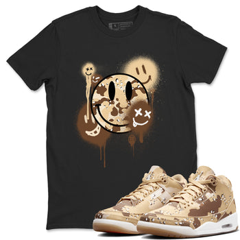 WNBA x Air Jordan 3 “Desert Camo” shirts to match jordans Smile Painting sneaker match tees Air Jordan 3 Desert Camo SNRT Sneaker Release Tees Clothing Sneakerhead ShirtsBlack 1 unisex cotton tee