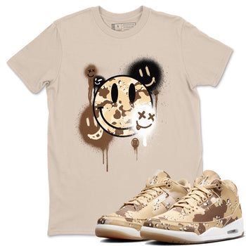 WNBA x Air Jordan 3 “Desert Camo” shirts to match jordans Smile Painting sneaker match tees Air Jordan 3 Desert Camo SNRT Sneaker Release Tees Clothing Sneakerhead ShirtsSand 1 unisex cotton tee