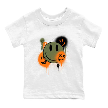 Sneaker match tees – Sneaker Tees To Match Undefeated inspired colorways Air Jordan 4 OG Olive Shoes  – Smile Painting Kids T-Shirt White 2