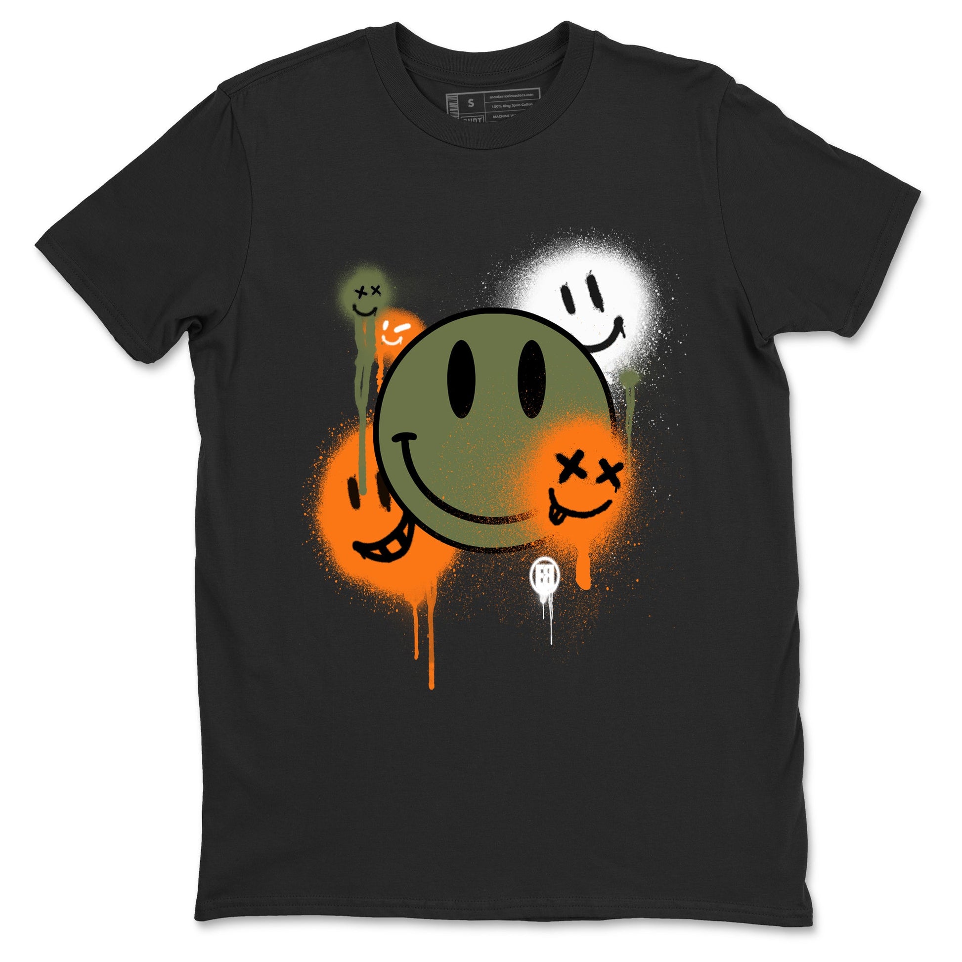 Sneaker match tees – Sneaker Tees To Match Undefeated inspired colorways Air Jordan 4 OG Olive Shoes  – Smile Painting Tee Black 2