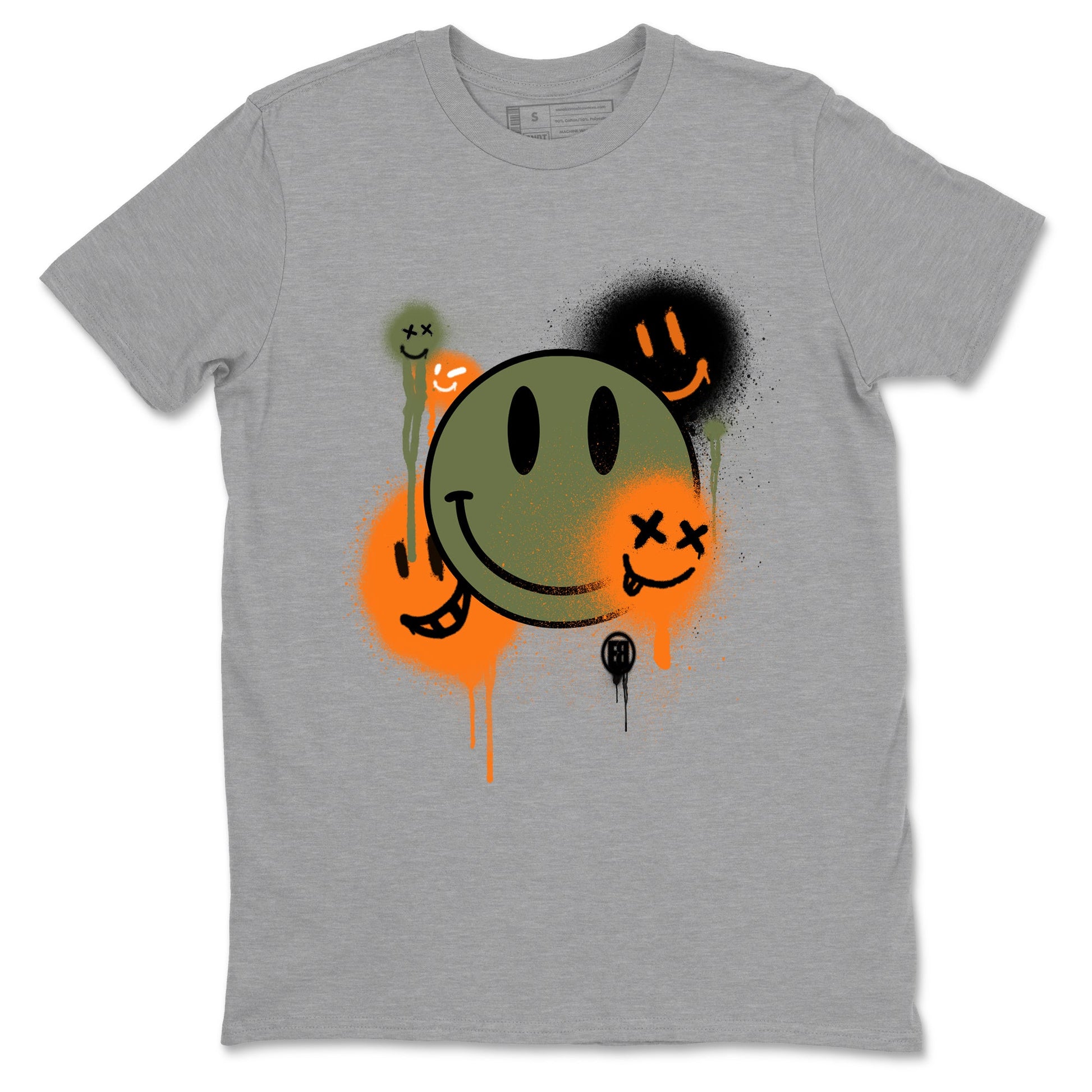 Sneaker match tees – Sneaker Tees To Match Undefeated inspired colorways Air Jordan 4 OG Olive Shoes  – Smile Painting Tee Heather Grey 2