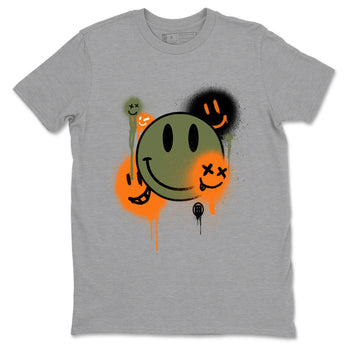 Sneaker match tees – Sneaker Tees To Match Undefeated inspired colorways Air Jordan 4 OG Olive Shoes  – Smile Painting Tee Heather Grey 2