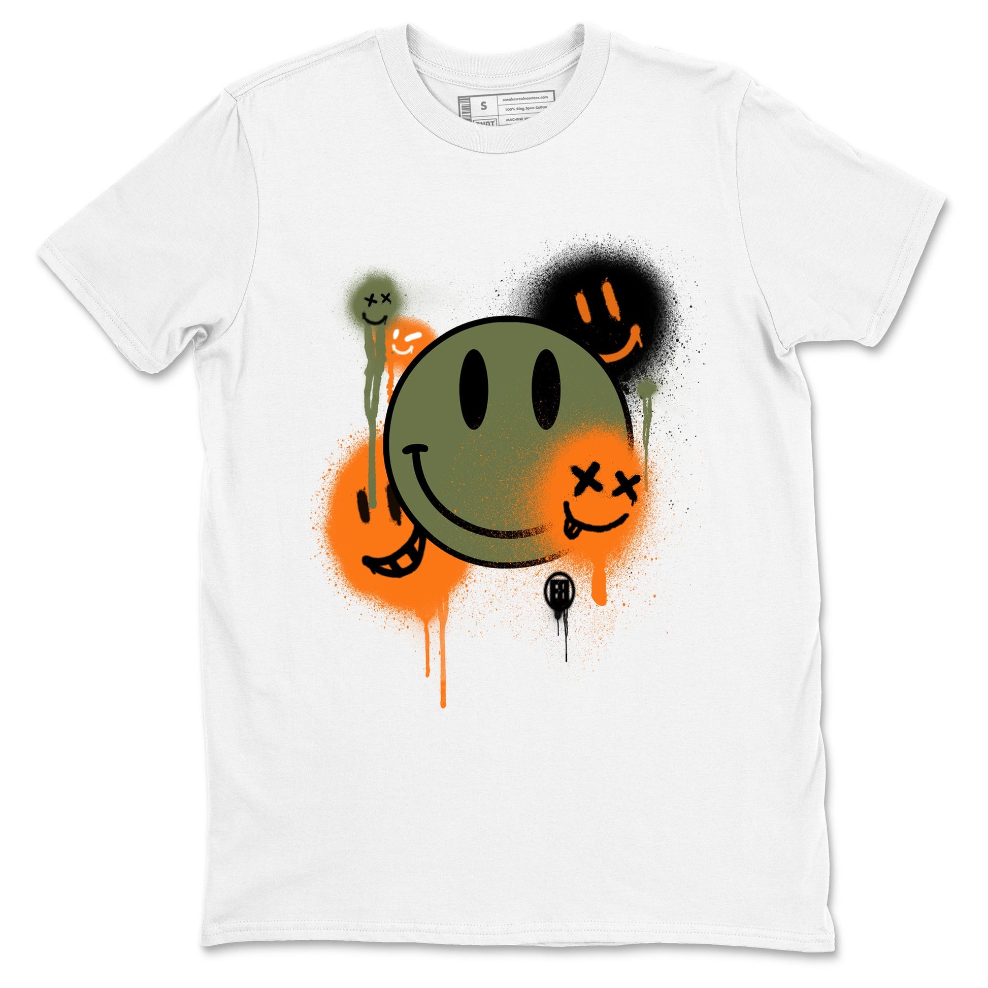 Sneaker match tees – Sneaker Tees To Match Undefeated inspired colorways Air Jordan 4 OG Olive Shoes  – Smile Painting Tee White 2