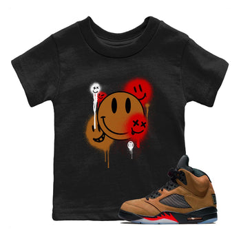 5s Archaeo Brown shirts to match jordans Smile Painting sneaker match tees Air Jordan 5 Archaeo Brown match shoes to clothes SNRT Sneaker Tees Youth Baby Black 1 tee