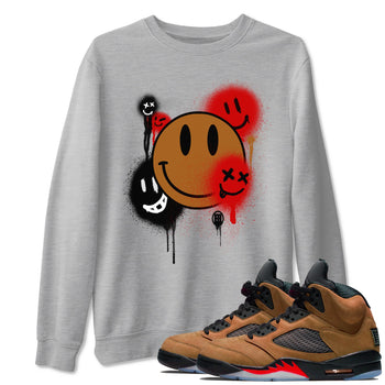 5s Archaeo Brown shirts to match jordans Smile Painting sneaker match tees Air Jordan 5 Archaeo Brown match shoes to clothes SNRT Sneaker Tees unisex cotton Heather Grey 1 shirts