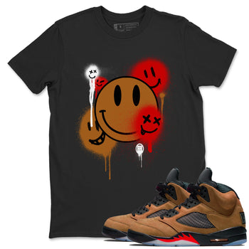 5s Archaeo Brown shirts to match jordans Smile Painting sneaker match tees Air Jordan 5 Archaeo Brown match shoes to clothes SNRT Sneaker Tees unisex cotton Black 1 shirts