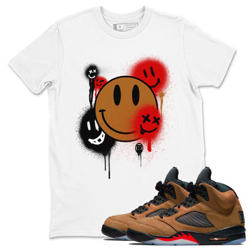 5s Archaeo Brown shirts to match jordans Smile Painting sneaker match tees Air Jordan 5 Archaeo Brown match shoes to clothes SNRT Sneaker Tees unisex cotton White 1 shirts