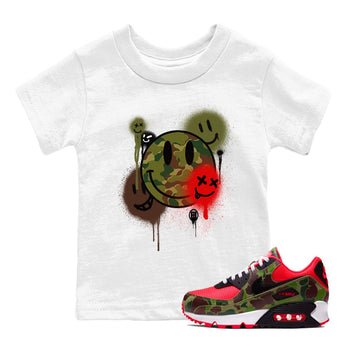 Air Max 90 Duck Camo shirts to match jordans Smile Painting sneaker match tees Air Max 90 Reverse Duck Camo match shoes to clothes SNRT Sneaker Tees Youth Baby White 1 tee
