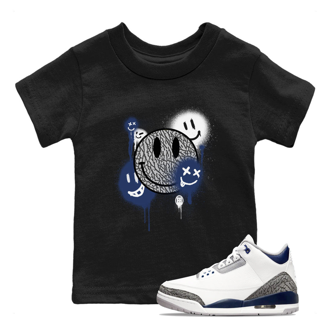 Smile Painting SNRT Sneaker Tees Kids - Air Jordan 3 Midnight Navy 2023 - SNRT Sneaker Tee