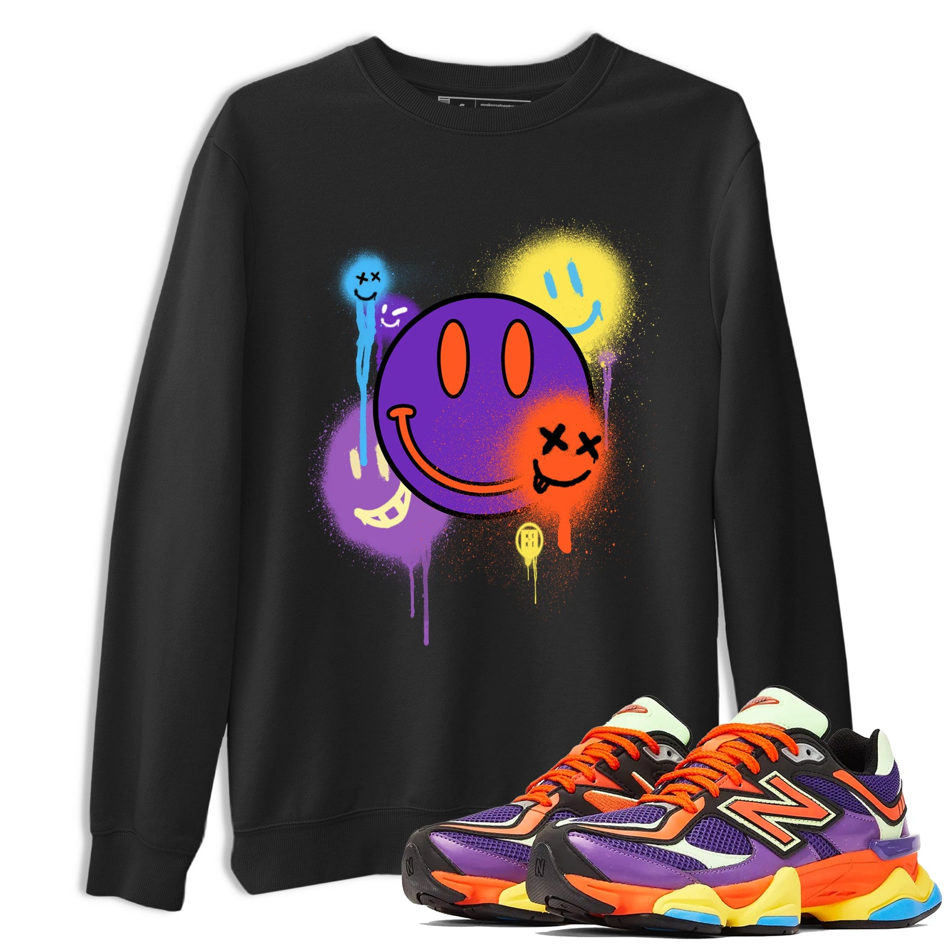 Sneaker Threads – Sneaker Tees To Match New Balance 9060 Prism Purple – Smile Painting Graphic Tee Black 1. Perfect for Jordan releases 2025 colorways.