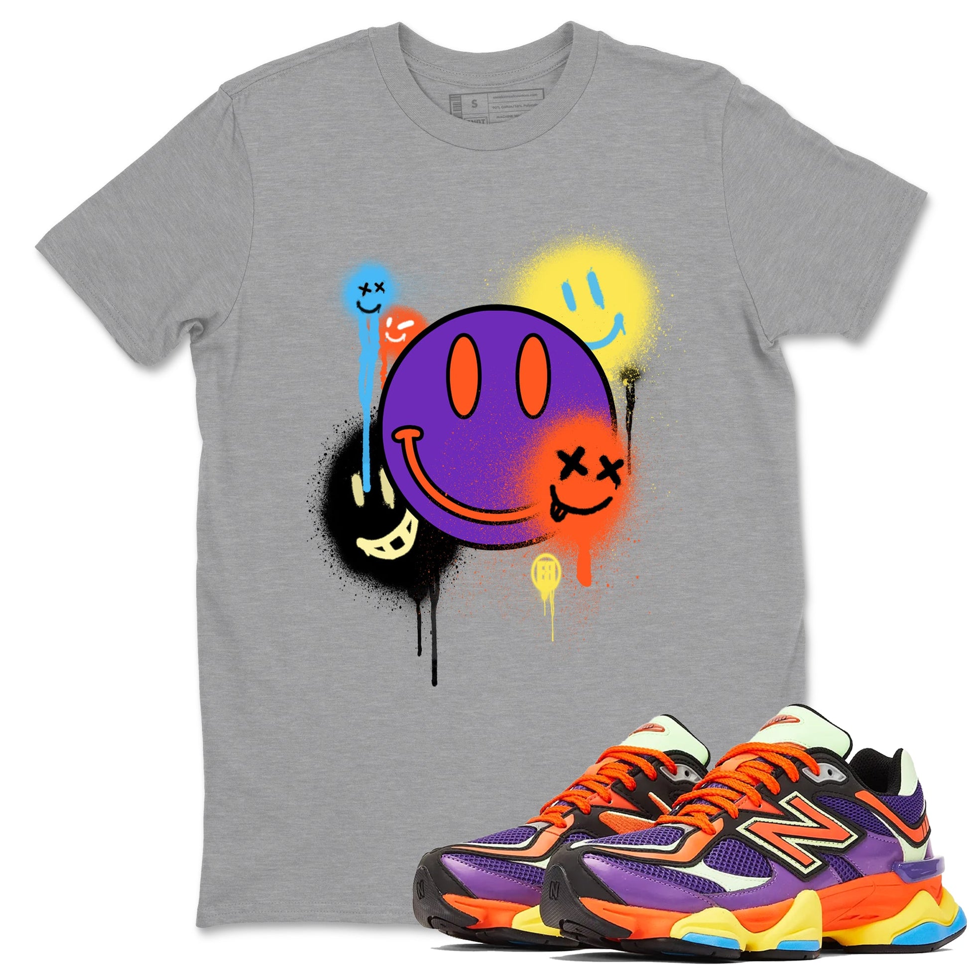 Sneaker Threads – Sneaker Tees To Match New Balance 9060 Prism Purple – Smile Painting Graphic Tee Heather Grey 1. Perfect for Jordan releases 2025 colorways.