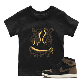 Air Jordan 1 Palomino shirt to match jordans Smile Doodle sneaker tees Crew Neck Jordan 1 Retro High OG Palomino SNRT Sneaker Release Tees Baby Toddler Black 1 T-Shirt