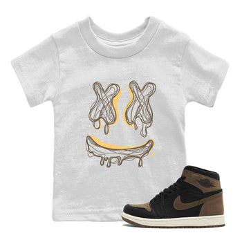 Air Jordan 1 Palomino shirt to match jordans Smile Doodle sneaker tees Crew Neck Jordan 1 Retro High OG Palomino SNRT Sneaker Release Tees Baby Toddler White 1 T-Shirt