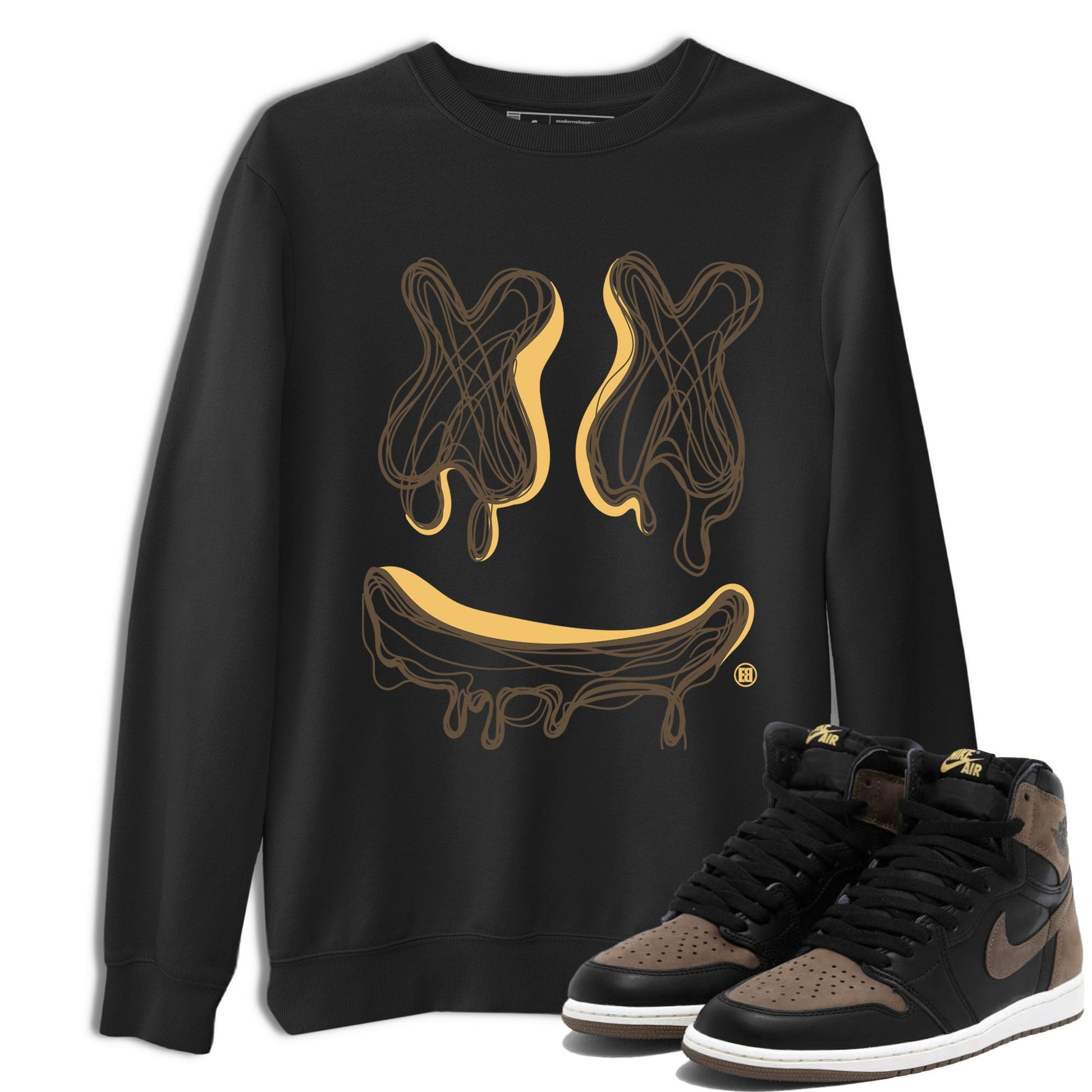Air Jordan 1 Palomino shirt to match jordans Smile Doodle sneaker tees Crew Neck Jordan 1 Retro High OG Palomino SNRT Sneaker Release Tees Unisex Casual Shirts Black 1 T-Shirt