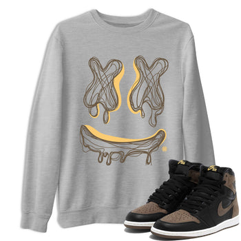 Air Jordan 1 Palomino shirt to match jordans Smile Doodle sneaker tees Crew Neck Jordan 1 Retro High OG Palomino SNRT Sneaker Release Tees Unisex Casual Shirts Heather Grey 1 T-Shirt