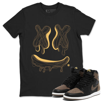 Air Jordan 1 Palomino shirt to match jordans Smile Doodle sneaker tees Crew Neck Jordan 1 Retro High OG Palomino SNRT Sneaker Release Tees Unisex Casual Shirts Black 1 T-Shirt