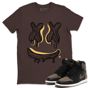 Air Jordan 1 Palomino shirt to match jordans Smile Doodle sneaker tees Crew Neck Jordan 1 Retro High OG Palomino SNRT Sneaker Release Tees Unisex Casual Shirts Dark Chocolate 1 T-Shirt