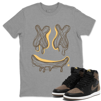 Air Jordan 1 Palomino shirt to match jordans Smile Doodle sneaker tees Crew Neck Jordan 1 Retro High OG Palomino SNRT Sneaker Release Tees Unisex Casual Shirts Heather Grey 1 T-Shirt