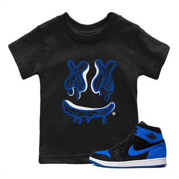 1s Royal Reimagined shirt to match jordans Smile Doodle sneaker matching t-shirt Air Jordan 1 Royal Reimagined SNRT Sneaker Release Tees Baby Toddler Black 1 T-Shirt