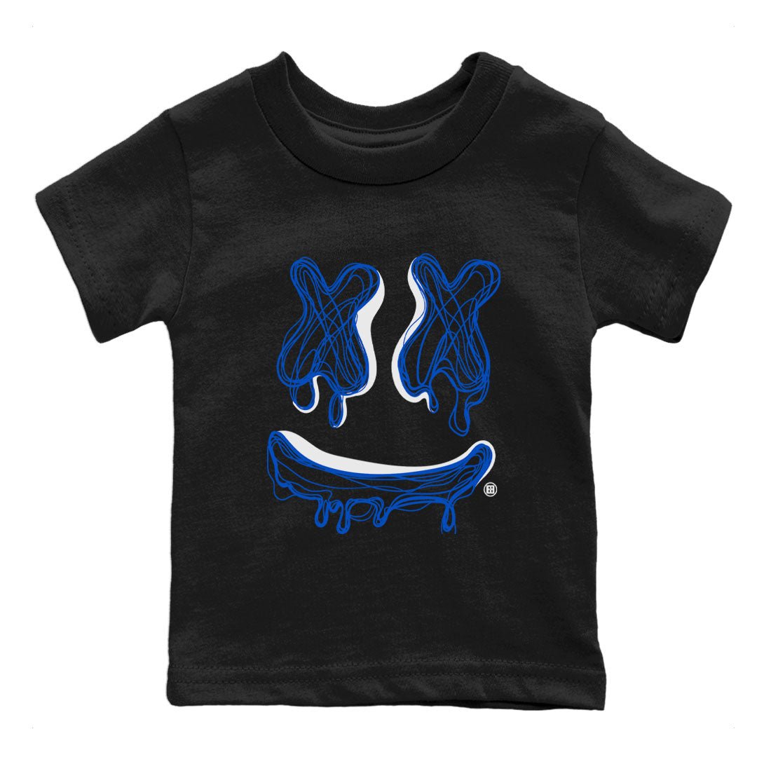 1s Royal Reimagined shirt to match jordans Smile Doodle sneaker matching t-shirt Air Jordan 1 Royal Reimagined SNRT Sneaker Release Tees Baby Toddler Black 2 T-Shirt