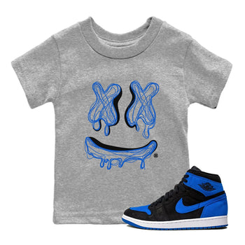 1s Royal Reimagined shirt to match jordans Smile Doodle sneaker matching t-shirt Air Jordan 1 Royal Reimagined SNRT Sneaker Release Tees Baby Toddler Heather Grey 1 T-Shirt