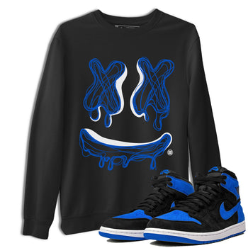 1s Royal Reimagined shirt to match jordans Smile Doodle sneaker matching t-shirt Air Jordan 1 Royal Reimagined SNRT Sneaker Release Tees Unisex Black 1 T-Shirt