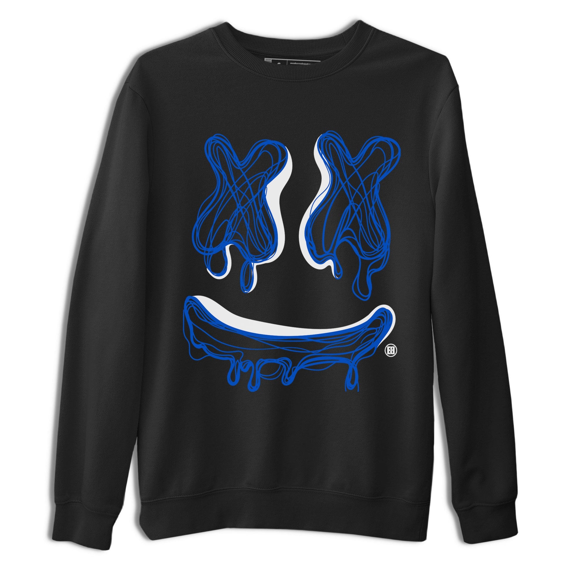 1s Royal Reimagined shirt to match jordans Smile Doodle sneaker matching t-shirt Air Jordan 1 Royal Reimagined SNRT Sneaker Release Tees Unisex Black 2 T-Shirt