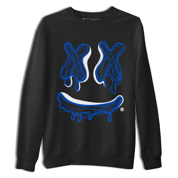 1s Royal Reimagined shirt to match jordans Smile Doodle sneaker matching t-shirt Air Jordan 1 Royal Reimagined SNRT Sneaker Release Tees Unisex Black 2 T-Shirt