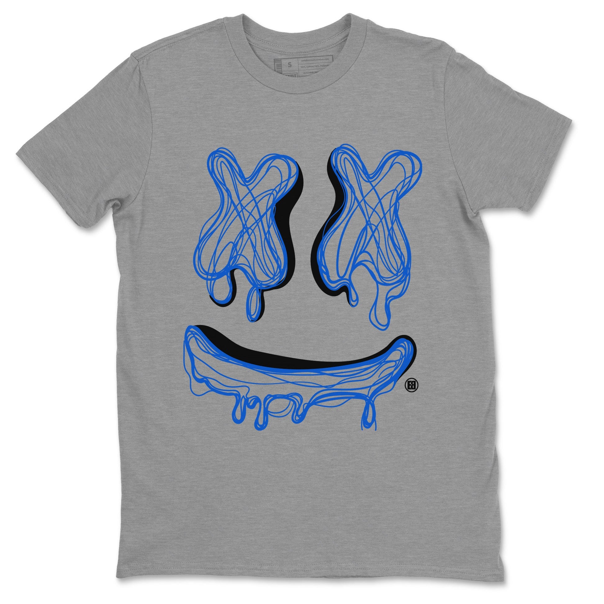 1s Royal Reimagined shirt to match jordans Smile Doodle sneaker matching t-shirt Air Jordan 1 Royal Reimagined SNRT Sneaker Release Tees Unisex Heather Grey 2 T-Shirt