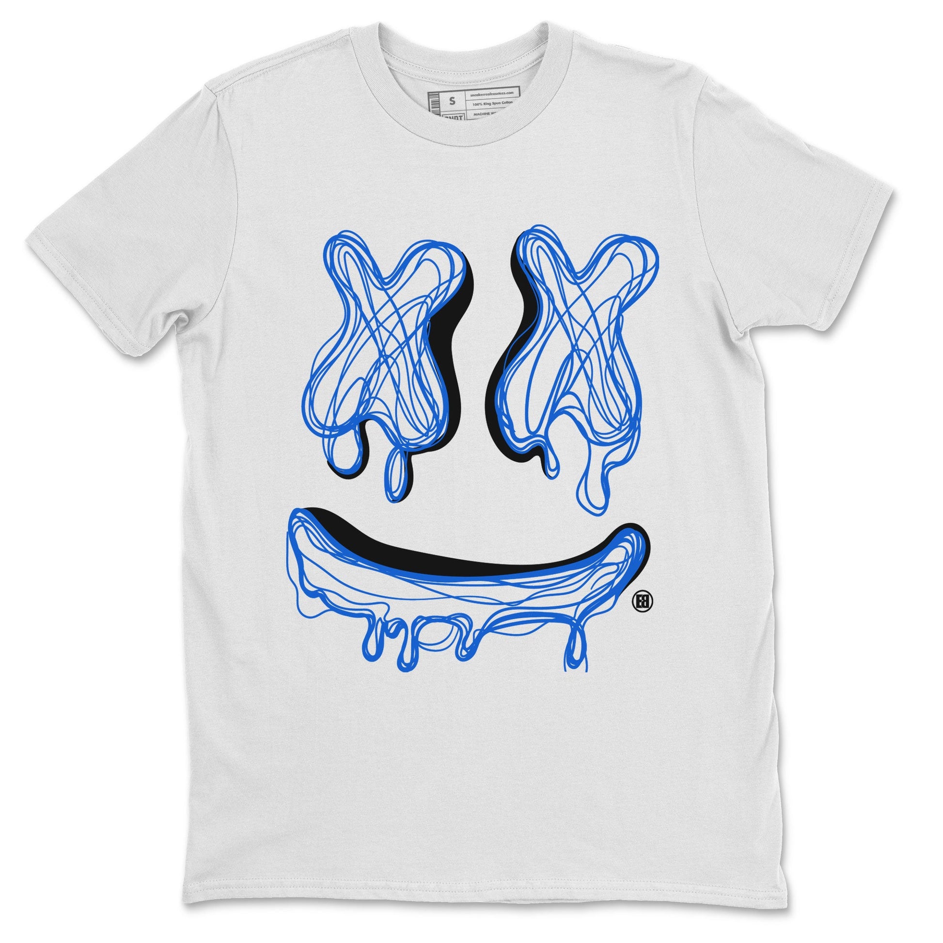 1s Royal Reimagined shirt to match jordans Smile Doodle sneaker matching t-shirt Air Jordan 1 Royal Reimagined SNRT Sneaker Release Tees Unisex White 2 T-Shirt