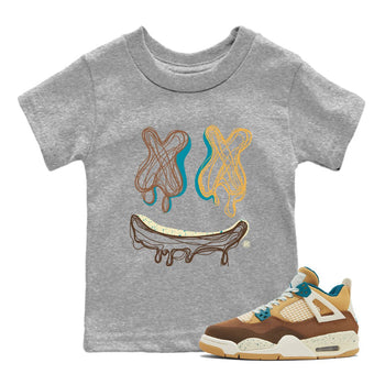 Air Jordan 4 GS Cacao Wow shirt to match jordans Smile Doodle sneaker tees Air Jordan 4 Cacao Wow SNRT Sneaker Release Tees Baby Toddler Heather Grey 1 T-Shirt