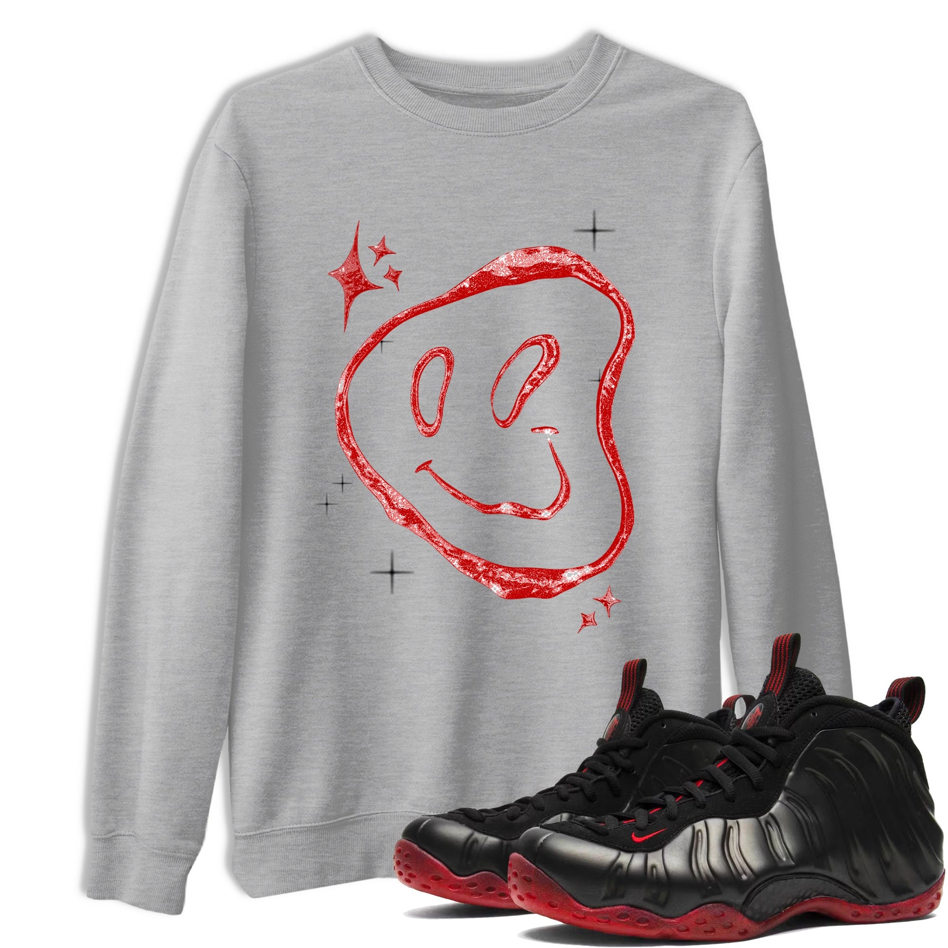 Sneaker Threads – Sneaker Tees To Match Air Foamposite One Cough Drop – Smiling Pearl Graphic Tee Heather Grey 1. Perfect for Jordan releases 2025 colorways.