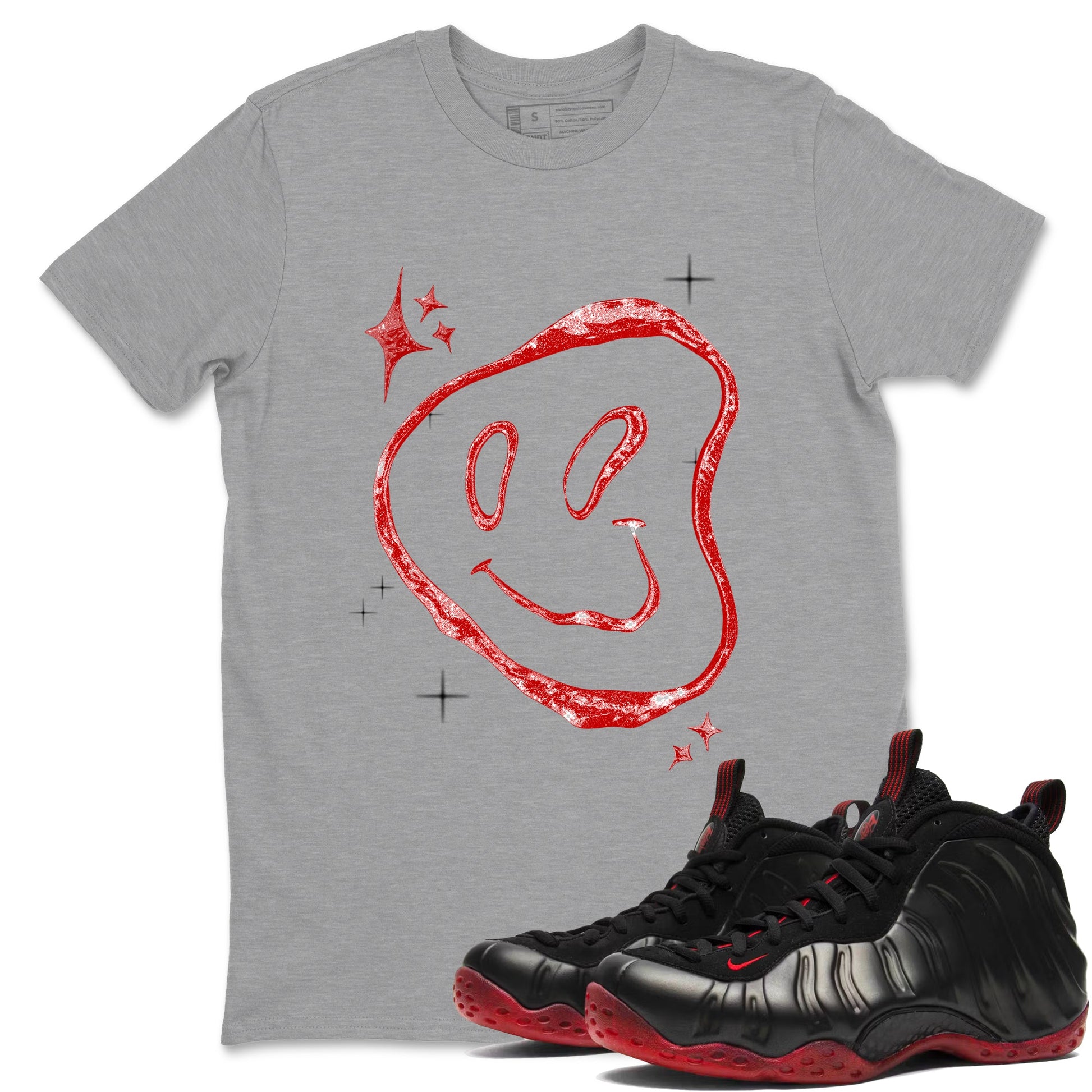 Sneaker Threads – Sneaker Tees To Match Air Foamposite One Cough Drop – Smiling Pearl Graphic Tee Heather Grey 1. Perfect for Jordan releases 2025 colorways.