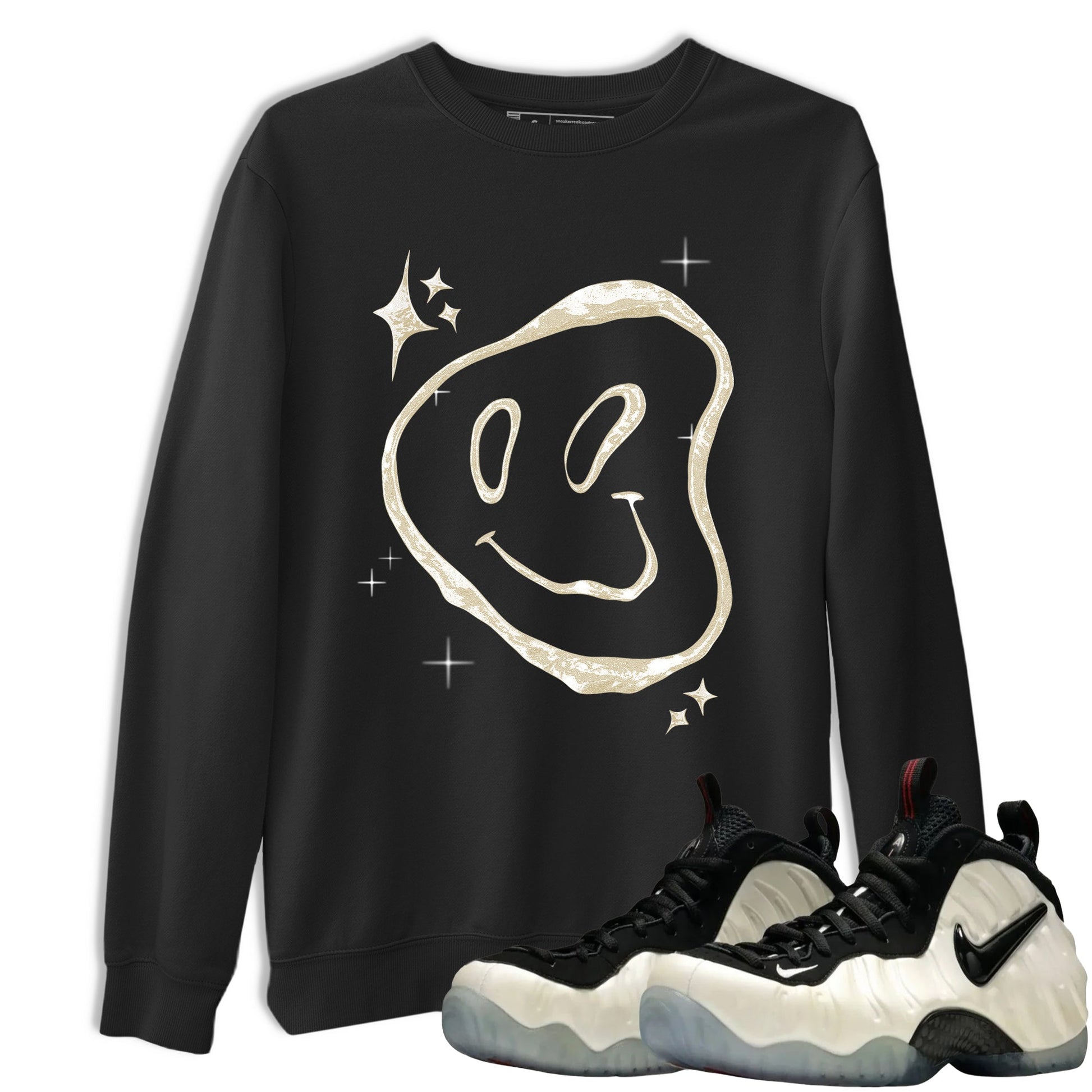 Sneaker Threads – Sneaker Tees To Match Air Foamposite One Pearl – Smiling Pearl Graphic Tee Black 1. Perfect for Jordan releases 2025 colorways.