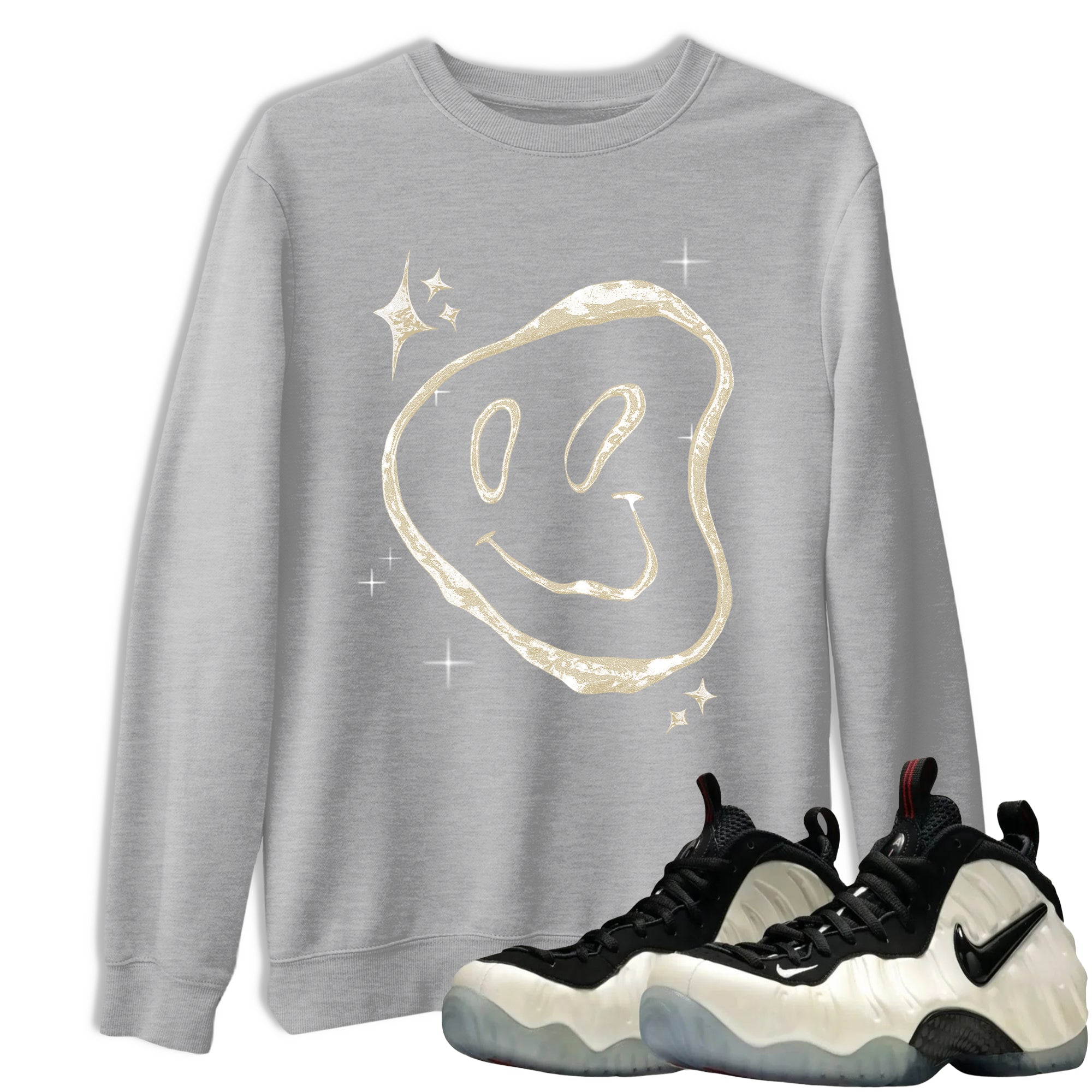 Sneaker Threads – Sneaker Tees To Match Air Foamposite One Pearl – Smiling Pearl Graphic Tee Heather Grey 1. Perfect for Jordan releases 2025 colorways.