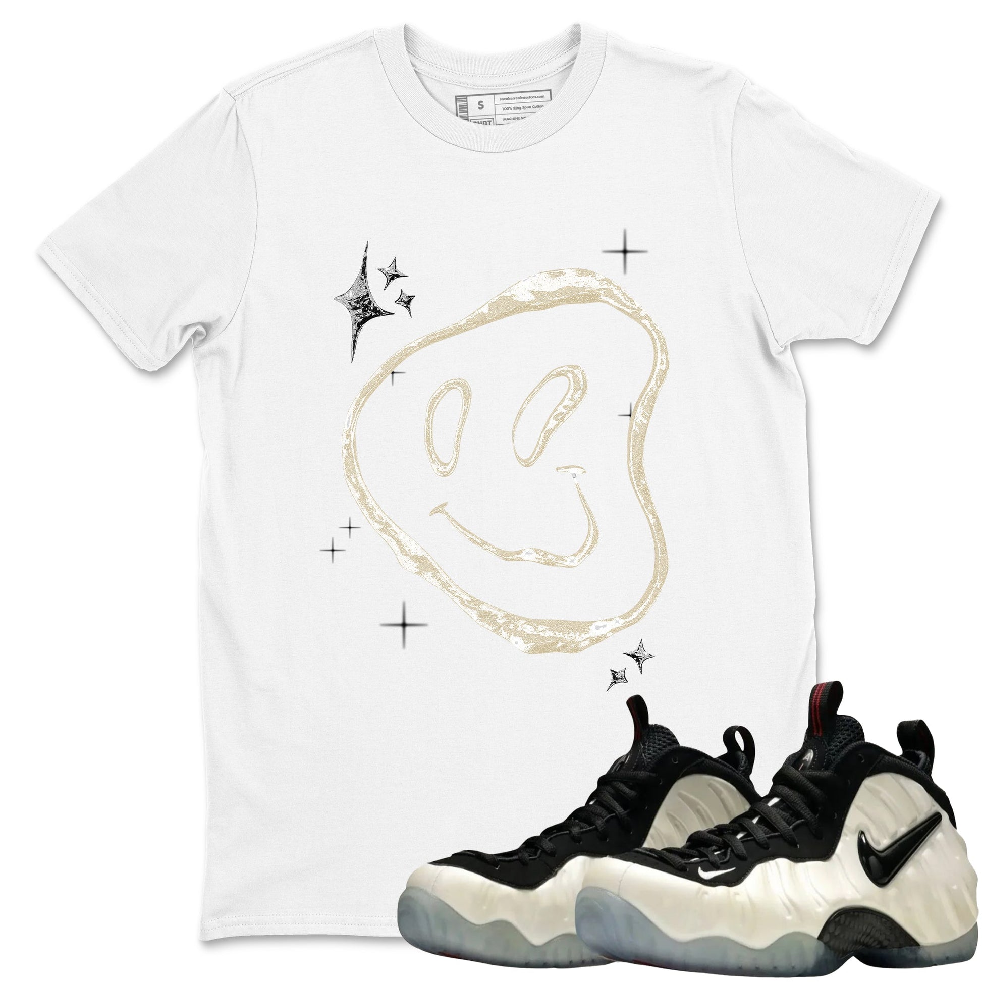 Sneaker Threads – Sneaker Tees To Match Air Foamposite One Pearl – Smiling Pearl Graphic Tee White 1. Perfect for Jordan releases 2025 colorways.