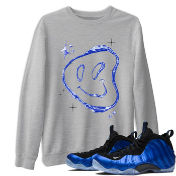 Sneaker Threads – Sneaker Tees To Match Air Foamposite One Royal – Smiling Pearl Graphic Tee Heather Grey 1. Perfect for Jordan releases 2025 colorways.